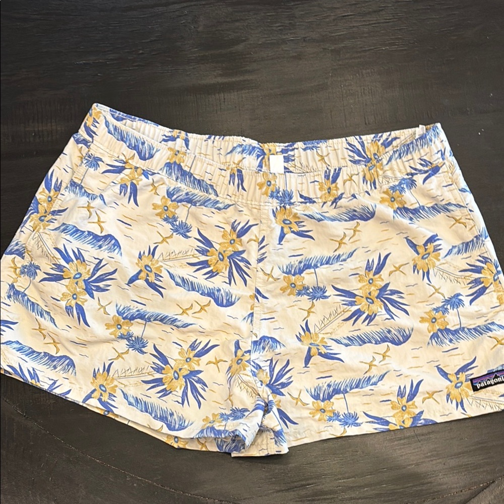 Patagonia Blue and Yellow Cargo Shorts for Casual Comfort woman’s large. (Bin11)